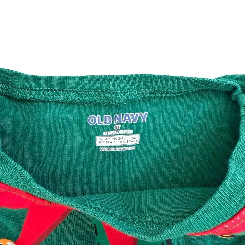 Old Navy Pajamas Elf Costume Green Red Christmas Holiday Kids 3T